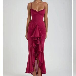Solene Ruffle Maxi Dress - Wine